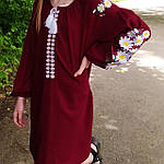 Дитяче вишите плаття "Сара" на бордовому льоні, фото 3