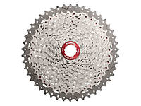 Кассета инд. 11-k 11-46T SUN RACE MX8 MTB, алюминиевый паук, Metallic Silver