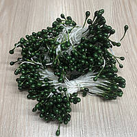 Зеленые тычинки на белой нитке (1 уп.=100 тычинок) для творчества флористики декорирования