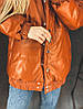 Р. 48-58 Жіноча чорна куртка з штучної шкіри на синтепоні 200, фото 3