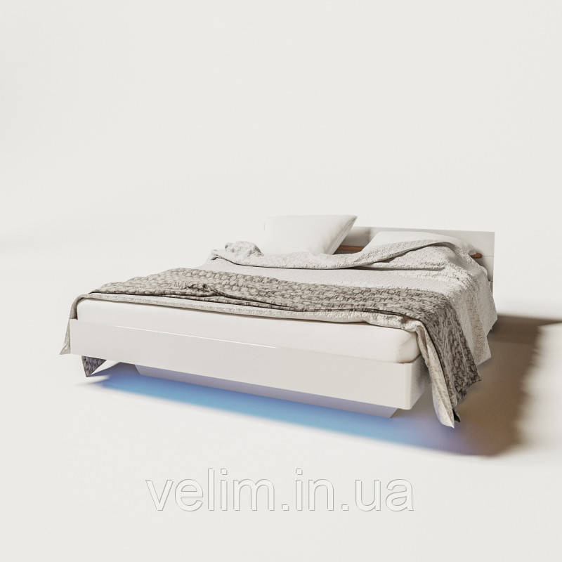 Ліжко двоспальне Світ Меблів Б'янко (+каркас) 160х200 білий/білий глянець