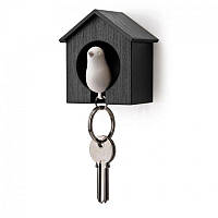 Набор ключница настенная с брелком-свистком для ключей 7,2x6x4 см. черно-белая Таиланд 115117