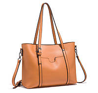 Женская вместительная сумка через плечо коричневого цвета опт