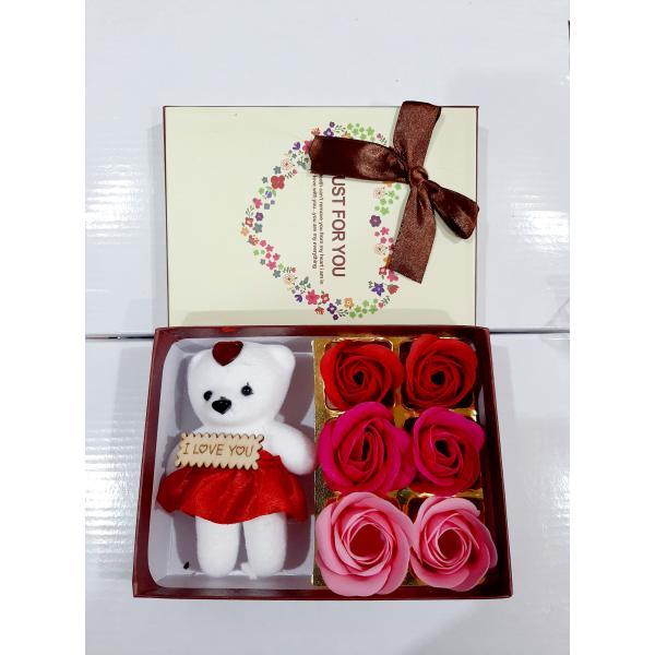 Подарунковий набір ( Ведмедик + мило трояндочки), фото 1