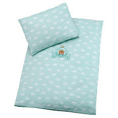 Дитячий комплект постільної білизни в коляску "Корона" м`ята наволочка, підковдра