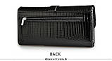 Гаманець жіночий з натуральної шкіри. Жіноче Портмоне. Шкіряний жіночий гаманець Чорний клатч, фото 4