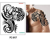 Флеш тату, Временные тату большого размера на груди, плечо, крутые поддельные татуировки, Полинезия, 32*24 см