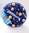 Букет з цукерок Ферерро Роше і Баунті синій, фото 3