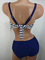 ОПТ Гарний купальник анжеліка зйомні брителі Sisianna 317012 46-54 синій-білий на 48 50 52 54 56 розмір, фото 4