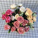 Букет піоновідної троянди з ягодами 46 см пудровий, фото 3