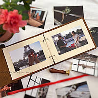 Дерев'яний фотоальбом з паперовими сторінками | креативний подарунок на день закоханих для дівчини і хлопця, фото 3