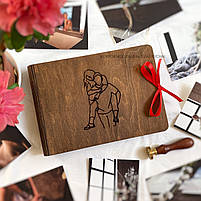 Дерев'яний фотоальбом з паперовими сторінками | креативний подарунок на день закоханих для дівчини і хлопця, фото 2