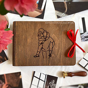 Дерев'яний фотоальбом з паперовими сторінками | креативний подарунок на день закоханих для дівчини і хлопця