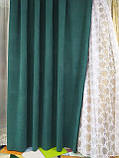 Щільні зелені штори. Красиві турецькі штори. Штори з абстрактним малюнком. Стильні сучасні штори, фото 9