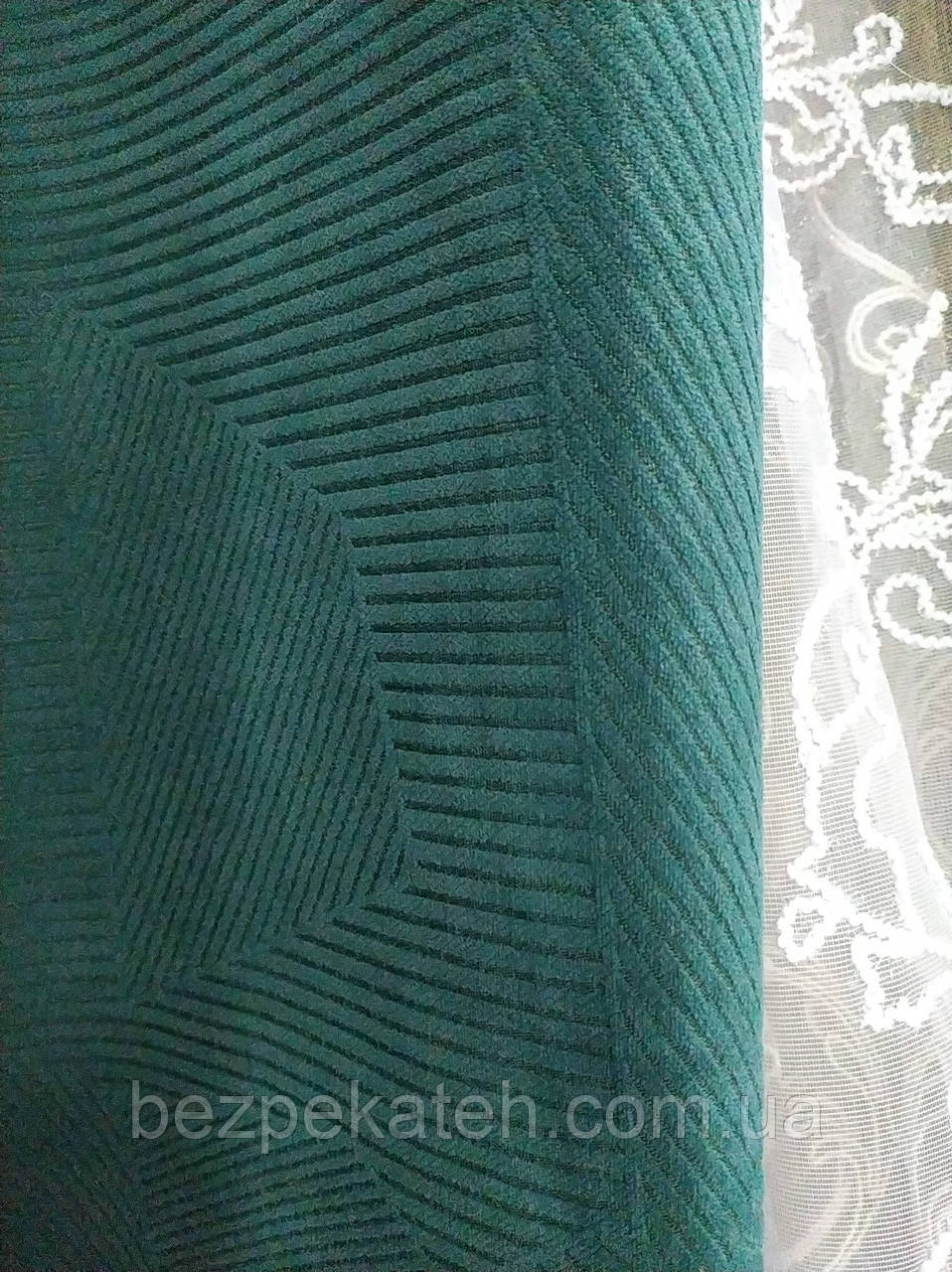 Щільні зелені штори. Красиві турецькі штори. Штори з абстрактним малюнком. Стильні сучасні штори, фото 1