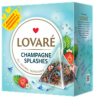 Чай LOVARE CHAMPAGNE SPLASHES. Чай Ловаре Бризки шампанського. Чорний чай із полуницею в пірамідках.