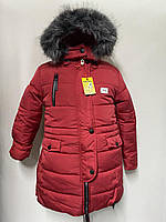 Удлиненная зимняя курточка на овчине Wellajur 104-140 рост 104-110, Оливковый