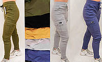 Брюки женские яркие с накладными карманами M темно-сині, 2XLгірчичні (жовтуваті) летние стрейч Dasire хлопок