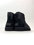 Жіночі зимові UGG Classic II Mini Black Leather, чорні шкіряні уггі класік 2 міні жіночі черевики угі зимові, фото 7