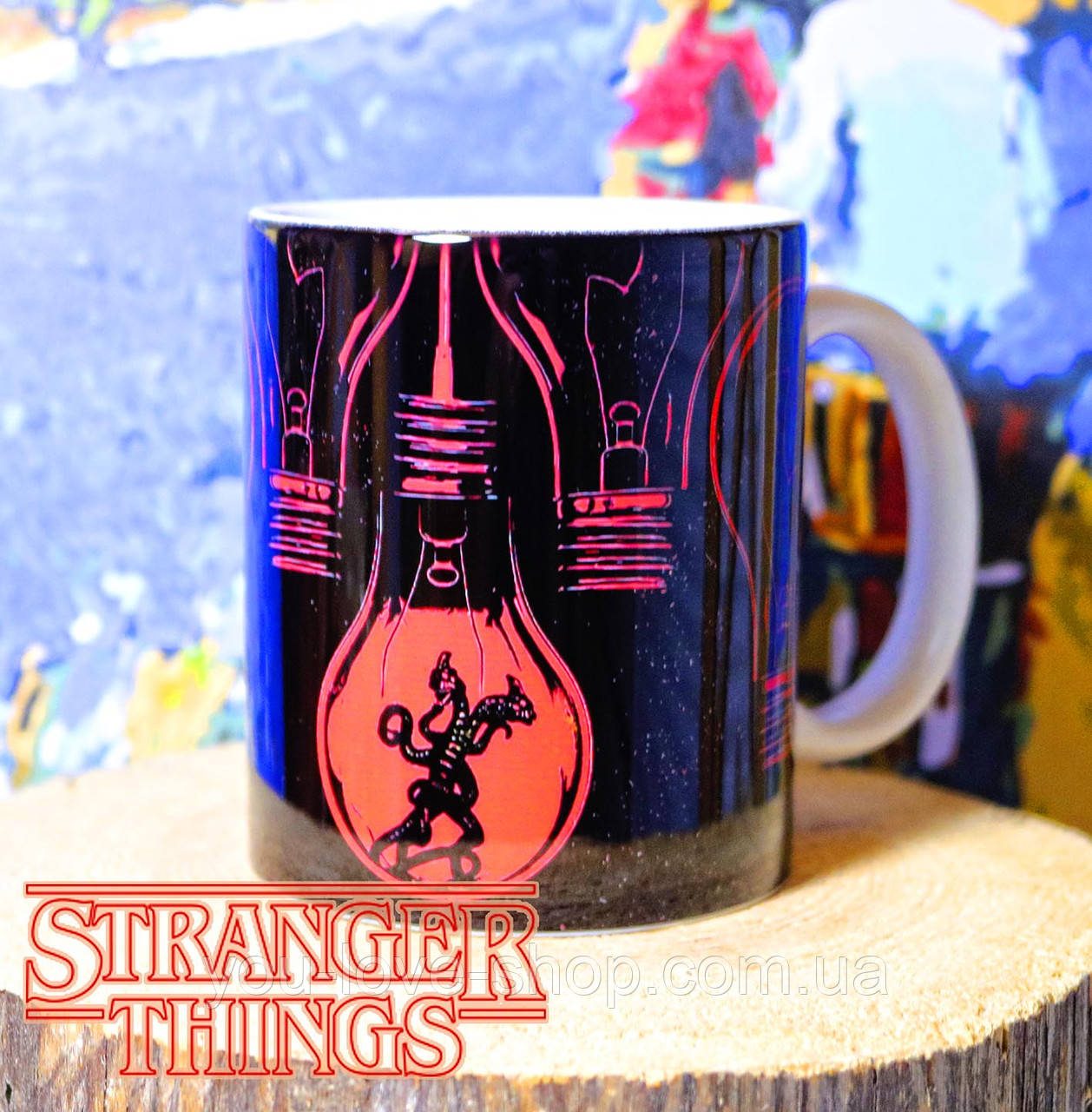 Чашка 330мл Дуже дивні справи / Stranger Things чорно-червона, фото 1
