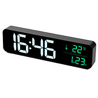 Годинник настільний електронний дзеркальний Losso Premium (GT) LONG з LED підсвічуванням чорний, будильник