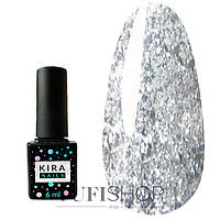 Гель-лак KIRA Nails Shine Bright №001 серебро с крупными блестками 6 мл (465001)