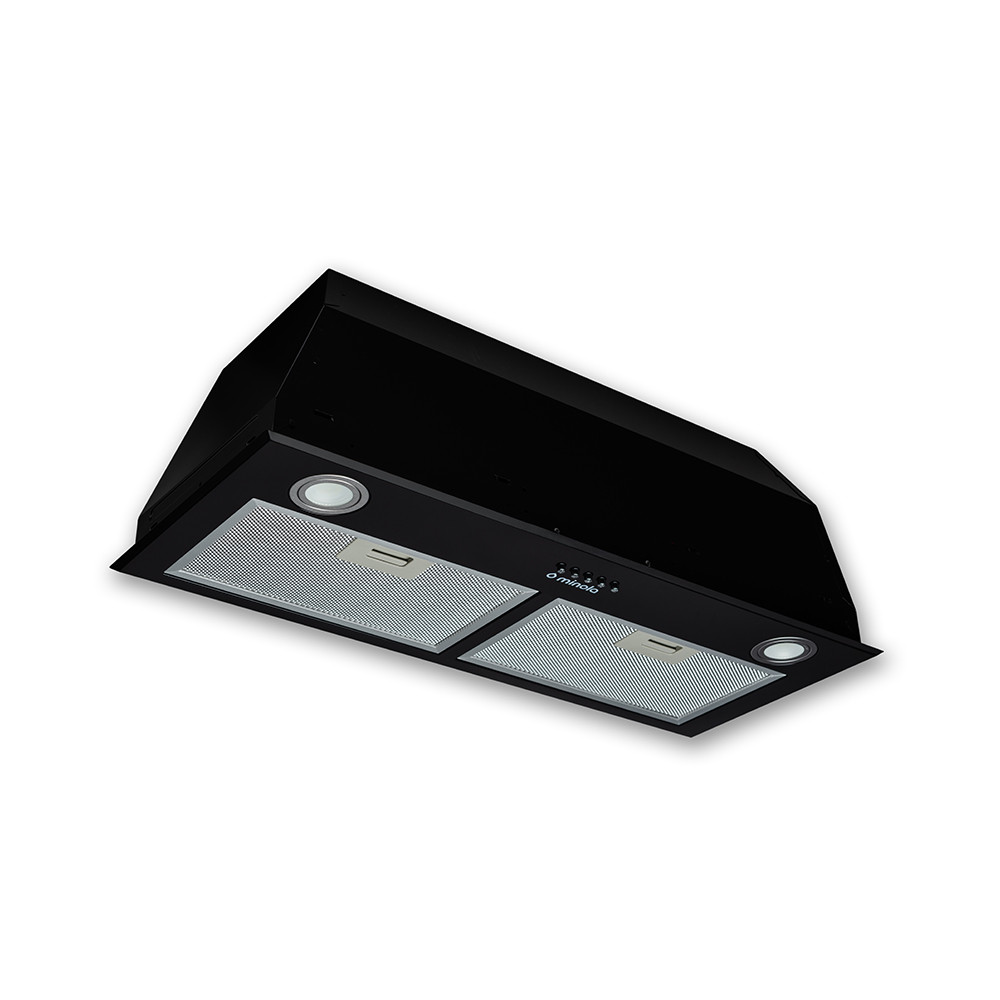 Чорна повновбудована потужна кухонна витяжка вбудована в шафу Minola HBI 7612 BL 1000 LED, шириною 72 см, фото 1