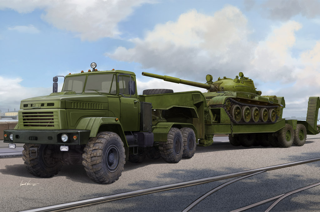 КрАЗ-6446 (з напівпричепом МАЗ / ЧМЗАП-5247Г). Збірна модель в масштабі 1/35. HOBBY BOSS 85513