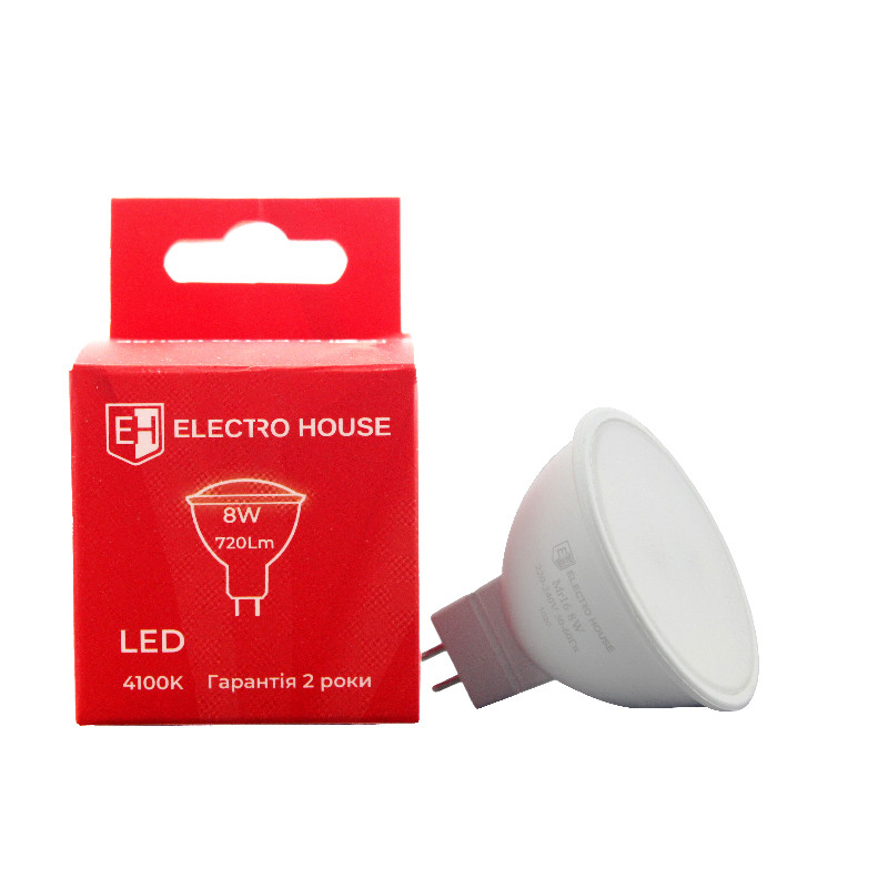 LED лампа для точкових світильників MR16/4100K/8W 720Lm/120° EH-LMP-8MR16