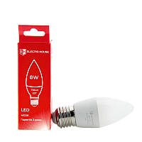 ElectroHouse LED лампа свічка E27/4100K/8W 720Lm /180° C37