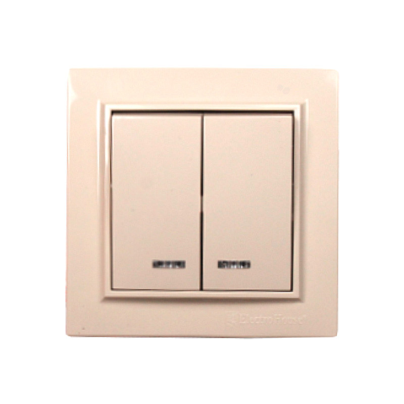 Вимикач подвійний з підсвіткою латте Enzo IP22 EH-2184