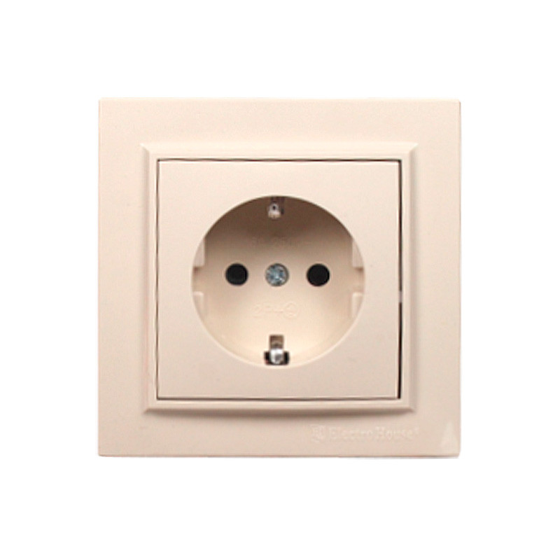 Розетка з заземленням латте Enzo 16A IP22 EH-2192