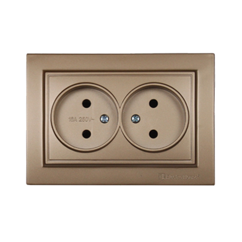 Розетка подвійна без заземлення Розкішно золотий Enzo 16A IP22 EH-2110-LG