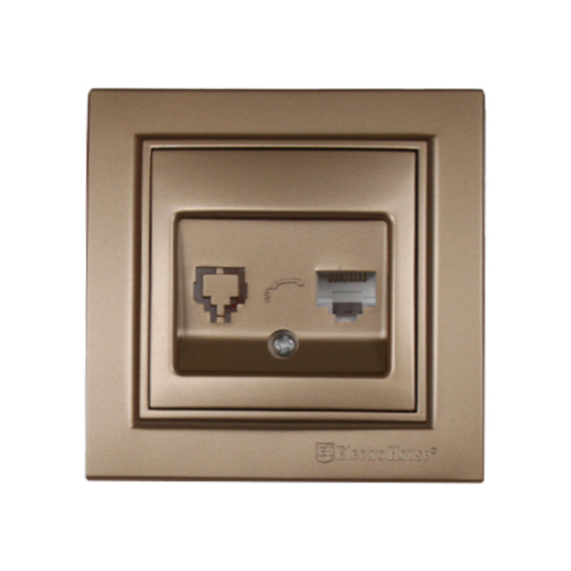 Розетка комп'ютерна Розкішно золотий Enzo 1x8P8C IP22 EH-2114-LG