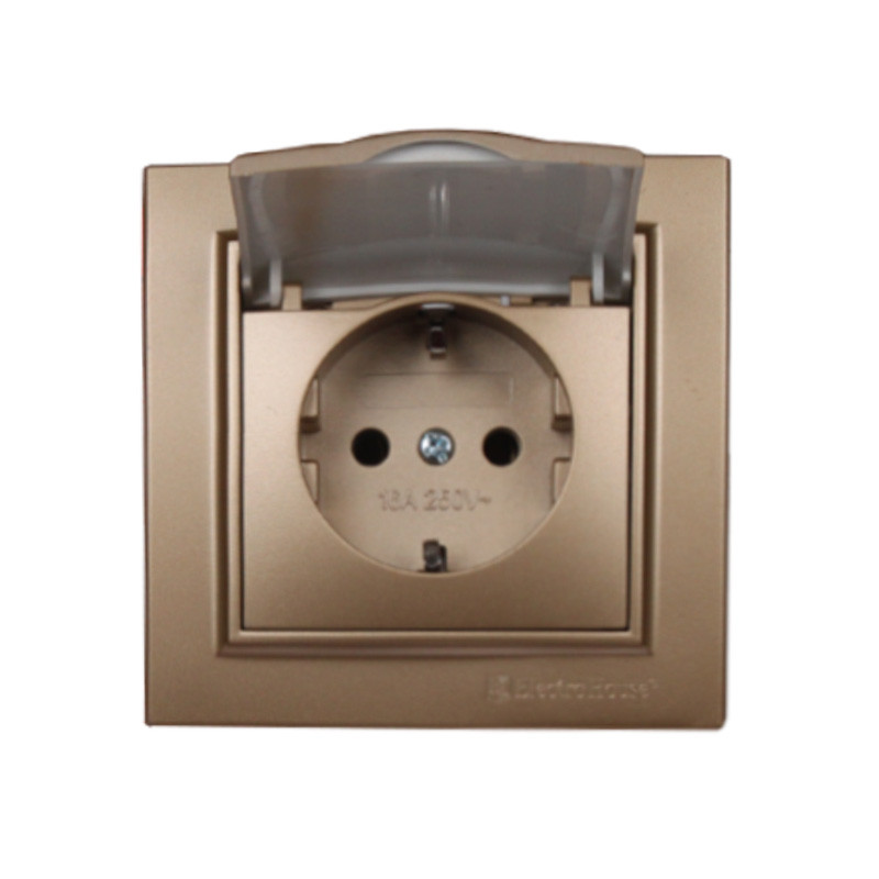 Розетка з кришкою Розкішно золотий Enzo 16A IP22 EH-2116-LG