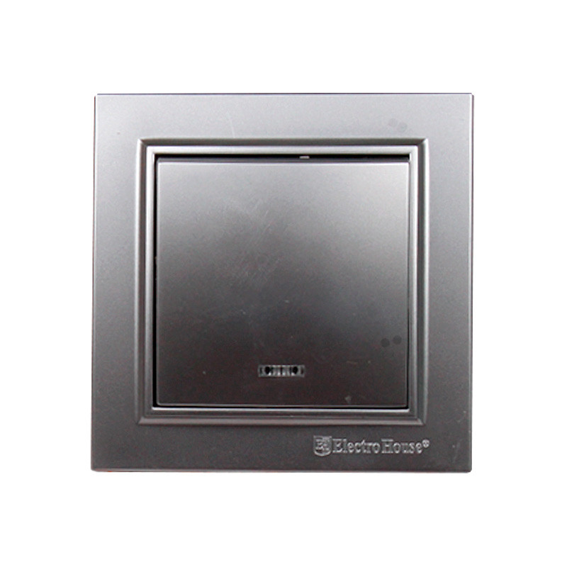 Вимикач з підсвічуванням Срібний камінь Enzo IP22 EH-2183-ST