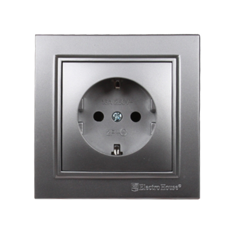 Розетка з заземленням Срібний камінь Enzo 16A IP22 EH-2109-ST