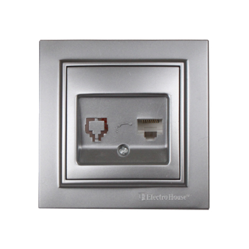 Розетка комп'ютерна Срібний камінь Enzo IP22 EH-2114-ST