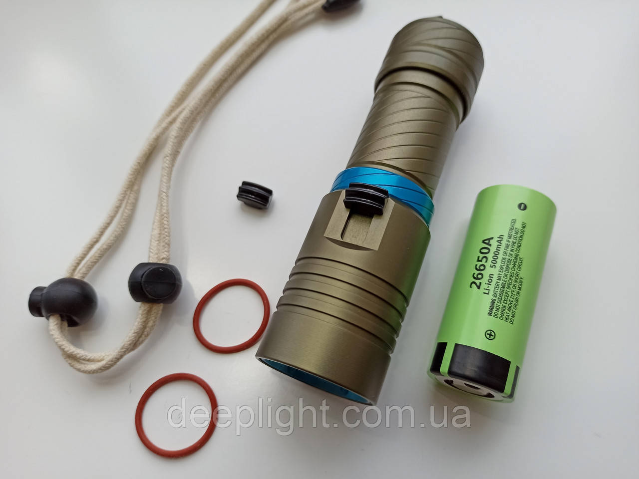 Підводний ліхтар із БІЛИМ світлом серія Compact на Cree XM-L2 10 W + АККУМУЛЯТОР Panasonic 26650 5500mAh, фото 1
