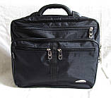 Чоловіча сумка es25275 чорна полукаркасна з розширенням через плече портфель А4 35х29х20+3см, фото 2