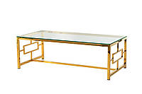 Журнальный стол CL-1 прозрачный+золото (120*60), стекло/металл