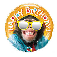 Q 18" Birthday Smilin' Chimp Foil Balloon - Pkg. Шар фольгированный С Днем рождения. В УП