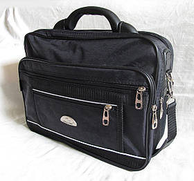 Чоловіча сумка es2513 чорна полукаркасная через плече міцнмй портфель 35х27см
