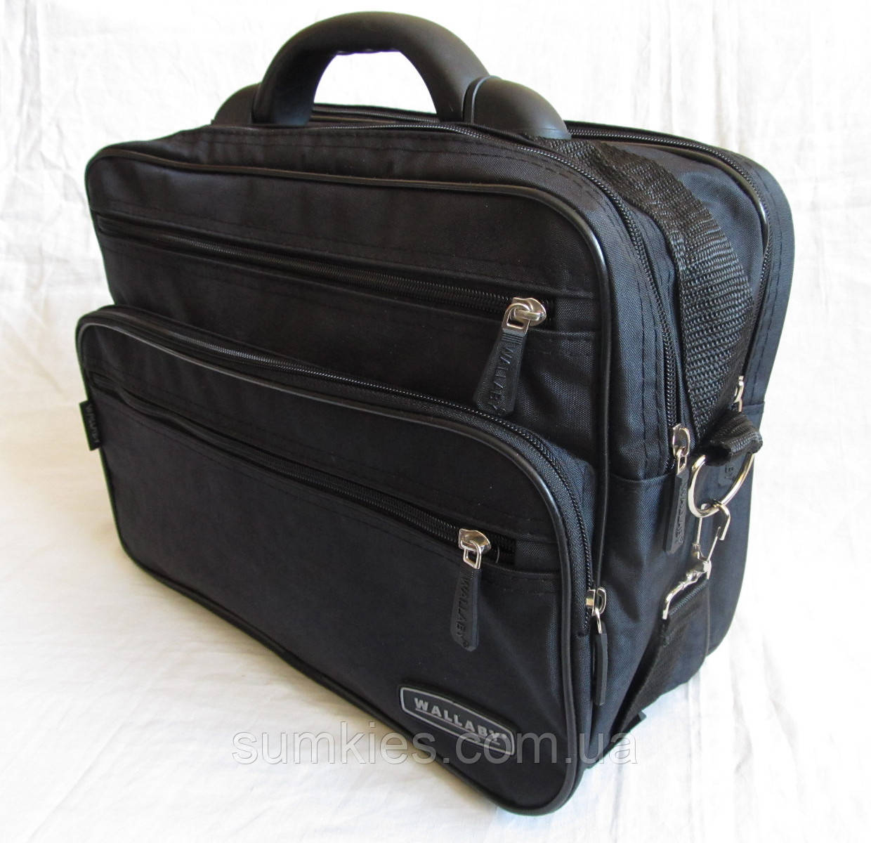Чоловіча сумка es2653 чорна через плече жатка якысний папка портфель А4 36х26см