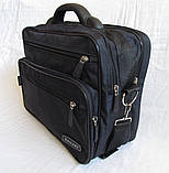 Чоловіча сумка es2653 чорна через плече жатка якысний папка портфель А4 36х26см, фото 3