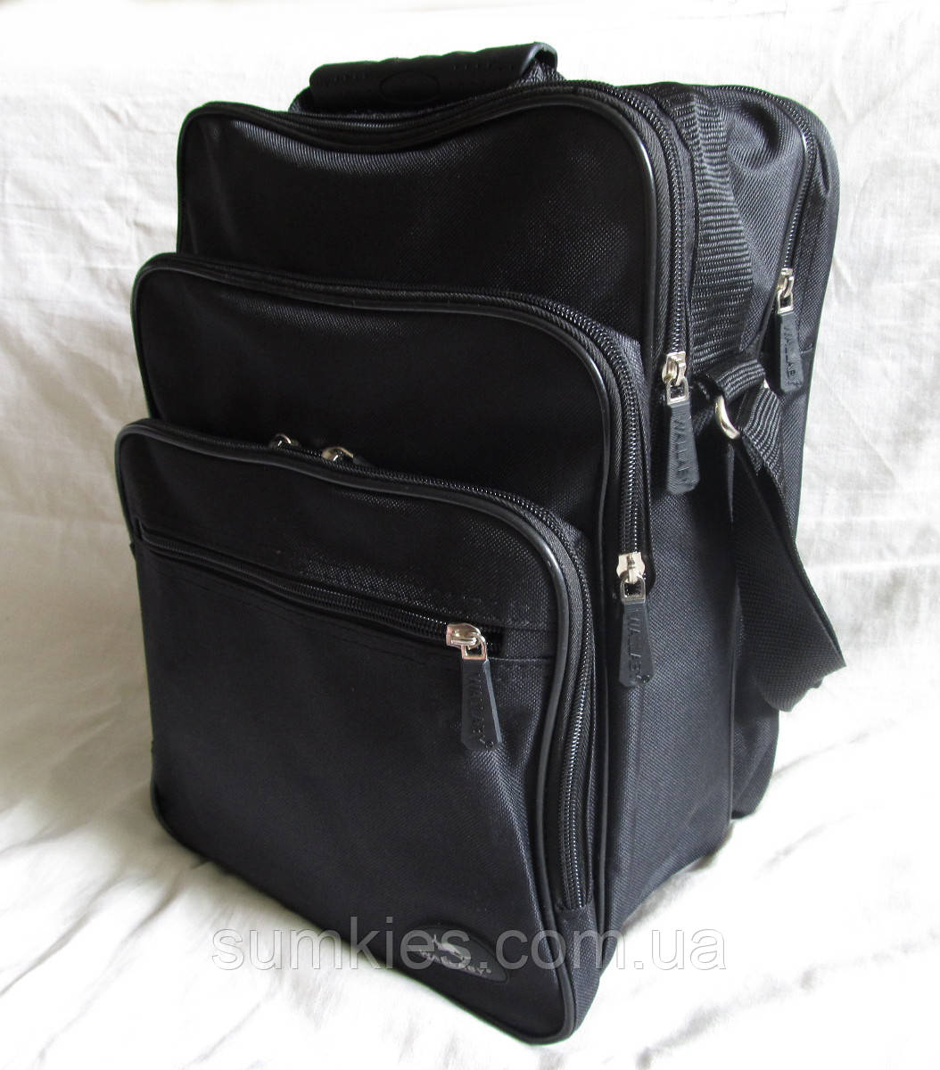 Чоловіча сумка es2281 чорна через плече месенджер папка портфель А4 35х26см