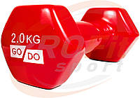Виниловые гантели для фитнеса GoDo 0.5 кг - 5 кг (поштучно) 2 кг - красная