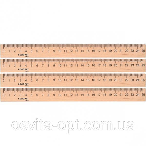 Лінійка дерево. 25см ( 100шт.)