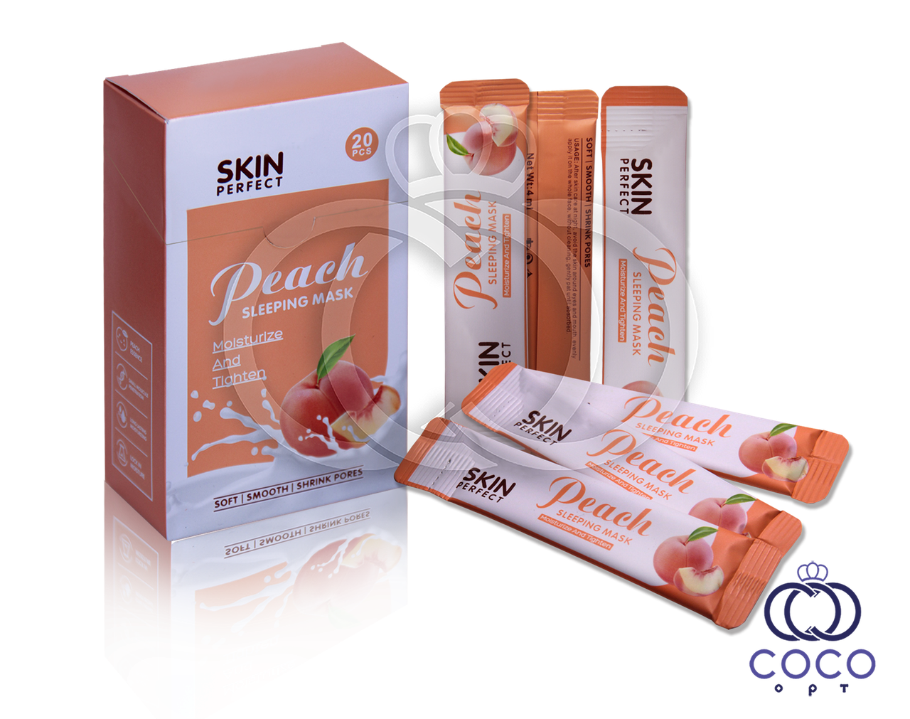 Нічна Маска для обличчя Peach Sleeping Mask з екстрактом персика у саше (20 штук), фото 1