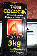 Уголь для кальянов кокосовый "Tom Cococha". 3 кг. 25 х 25 х 25 мм брикеты.